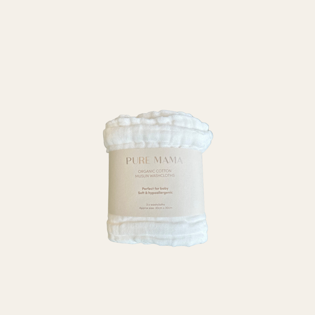 Organic Wash Cloths 3pk Perfect for baby soft hypoallergenic PURE MAMA Skincare